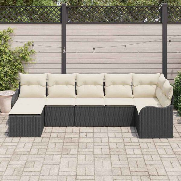 vidaXL Conjunto de Sof&aacute; de Jardim Preto vime PE