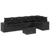 vidaXL 7 pcs conjunto de sof&aacute;s p/ jardim c/ almofad&otilde;es vime PE preto