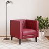 vidaXL Sof&aacute; chesterfield couro artificial vermelho tinto