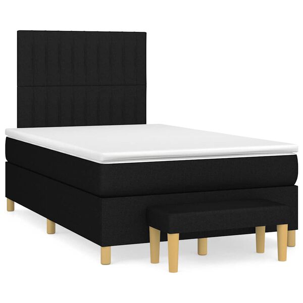 vidaXL Cama boxspring com colch&atilde;o 120x190 cm tecido preto