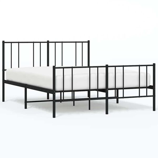 vidaXL Estrutura de cama com cabeceira e p&eacute;s 120x200 cm metal preto