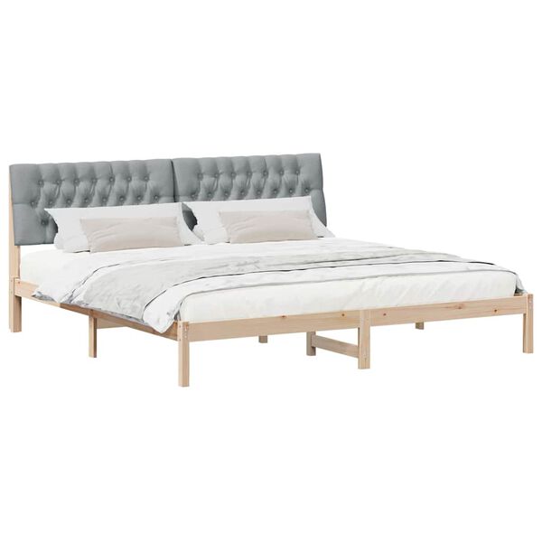 vidaXL Estrutura de Cama com Cabeceira Estofada Castanho 200 x 200 cm