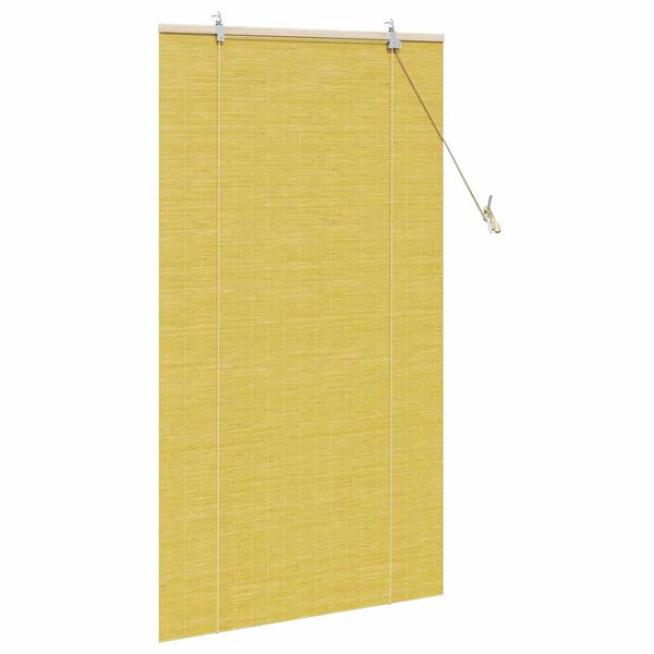 vidaXL Estores de rolo com cortinas Manual Amarelo 90 x 160 cm Bambu