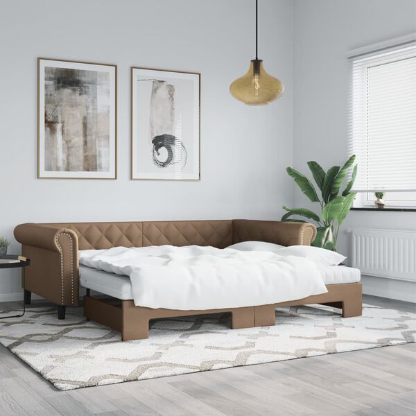 vidaXL Sof&aacute;-cama com gavet&atilde;o e colch&otilde;es 90x200cm artificial cappuccino