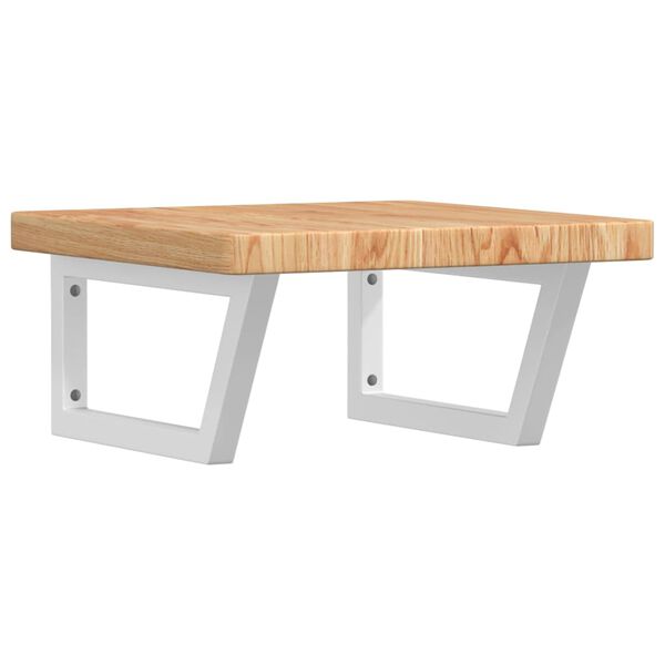 vidaXL Prateleira de parede p/ lavat&oacute;rio a&ccedil;o/madeira carvalho maci&ccedil;a