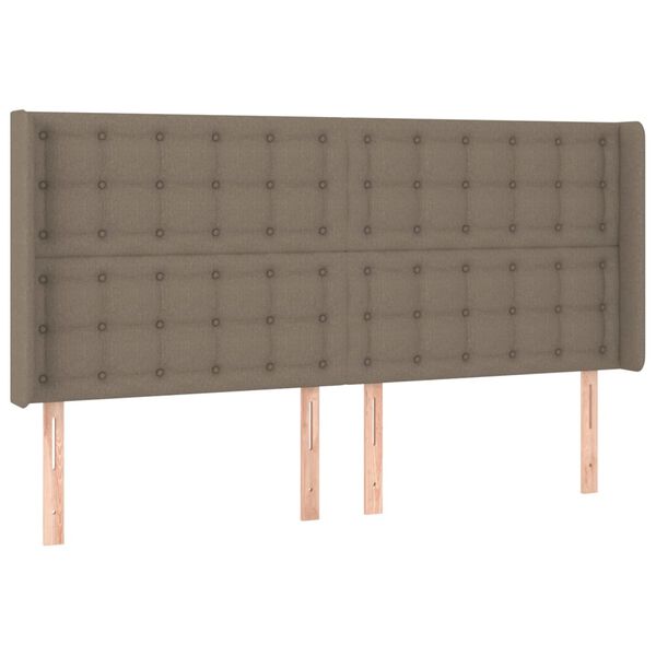 vidaXL Cabeceira cama abas tecido 203x16x118/128 cm cinza-acastanhado