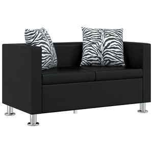 vidaXL Sof&aacute; de 2 lugares couro artificial preto