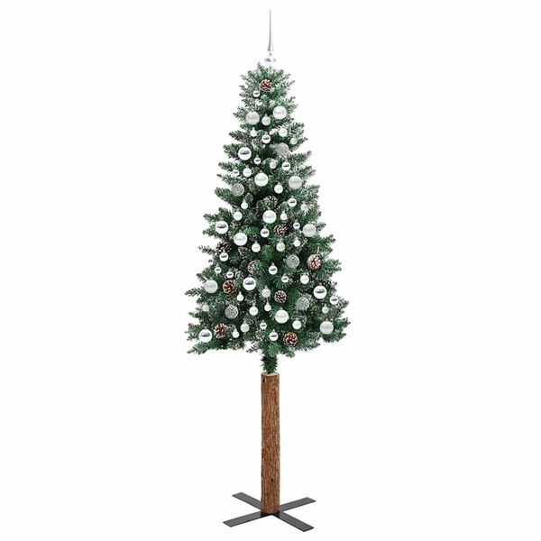 vidaXL Árvore de Natal Slim com 300 LEDs com suporte Verde 210 cm