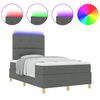 vidaXL Cama Box Spring LED Cinza Escuro 120 x 200 cm tecido