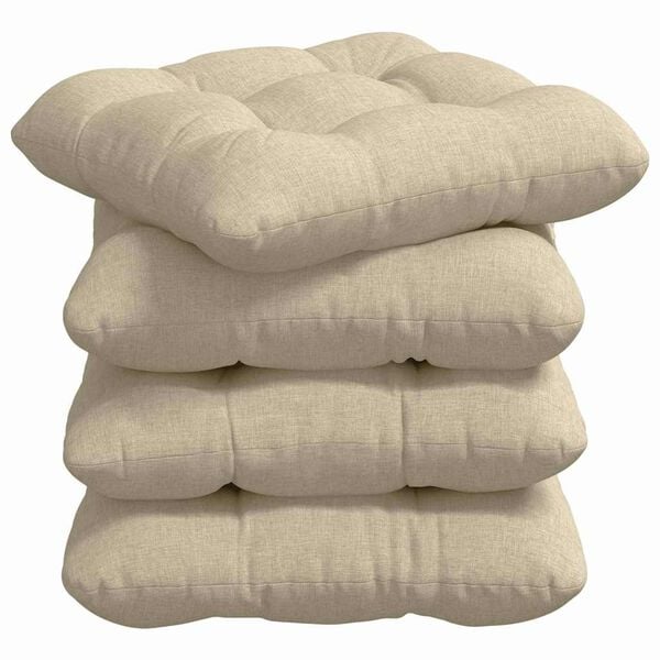 vidaXL Almofadas de Assento 4 pcs Creme 45 x 45 x 12 cm tecido
