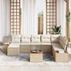 vidaXL Conjunto de Sof&aacute; de Jardim 9 pcs Bege e Creme Polirattan