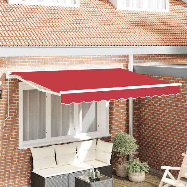 vidaXL Toldo Retr&aacute;til Manual Vermelho 350 x 200 cm Poli&eacute;ster e Metal