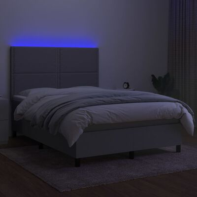 vidaXL Cama box spring c/ colchão e LED 140x200 cm tecido cinza-claro