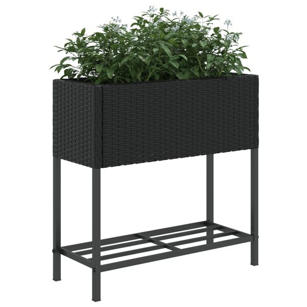 vidaXL Canteiro de jardim com prateleira 2pcs 70x28x70cm vime PE preto