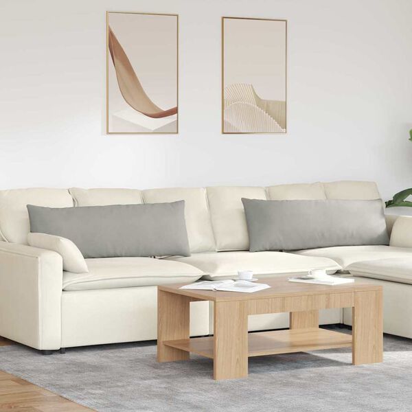 vidaXL Travesseiros de Sof&aacute; 2 pcs Cinzento-claro 120 x 40 cm tecido