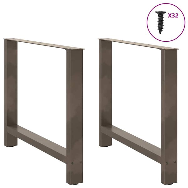 vidaXL P&eacute;s para mesa de jantar em a&ccedil;o natural, 2 pe&ccedil;as, 90x (72-73) cm, a&ccedil;o