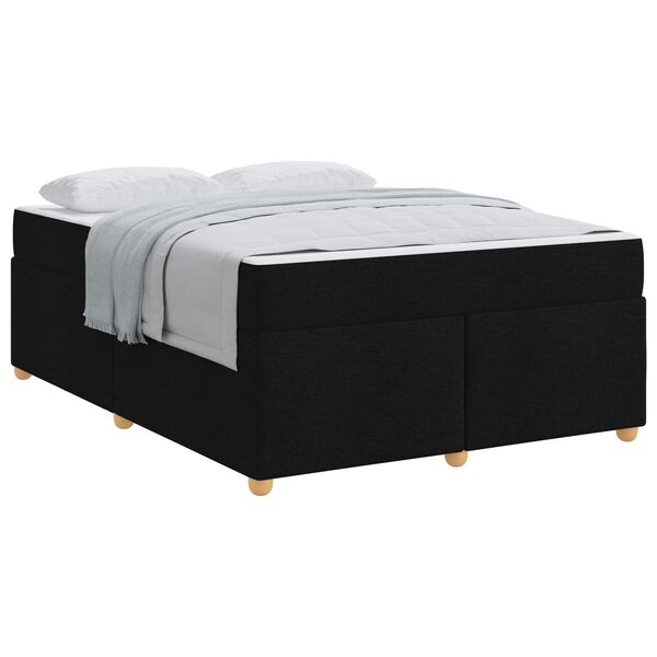 vidaXL Estrutura da Cama com colch&atilde;o Preto 140 x 200 cm tecido