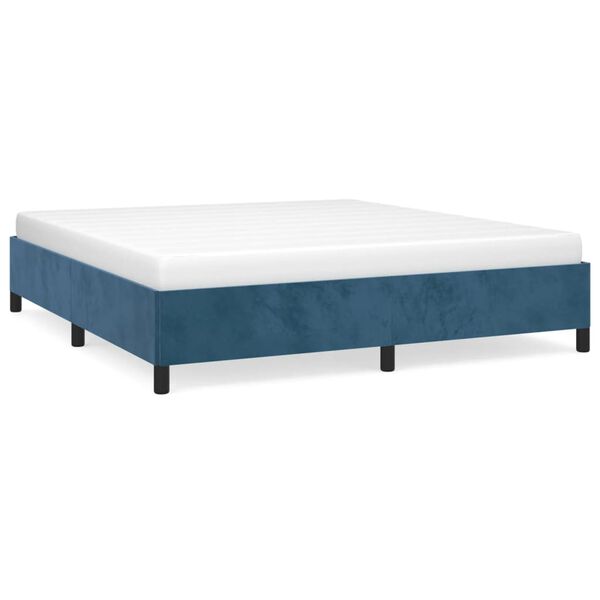 vidaXL Estrutura de cama sem colch&atilde;o 180x200 cm veludo azul-escuro