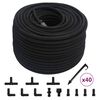vidaXL Mangueira para rega gota-a-gota de jardim 100 m borracha preto