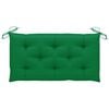 vidaXL Banco de jardim c/ almofadão verde 112 cm teca maciça