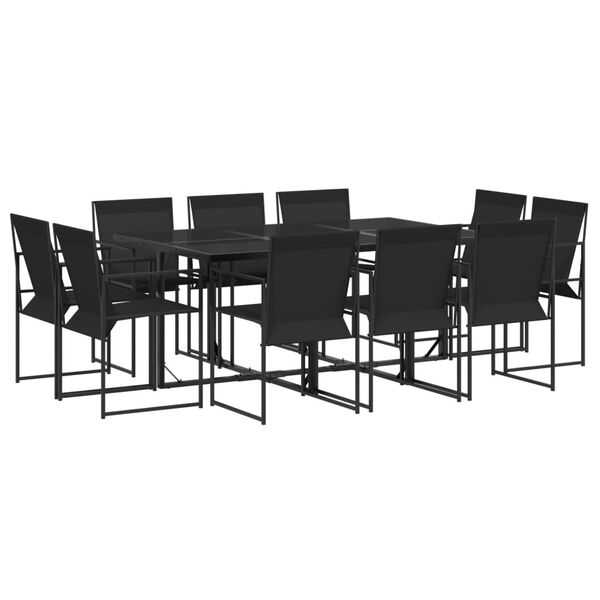 vidaXL 11 pcs conjunto de jantar para jardim textilene preto