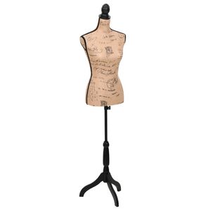 vidaXL Busto manequim de senhora juta castanho e preto