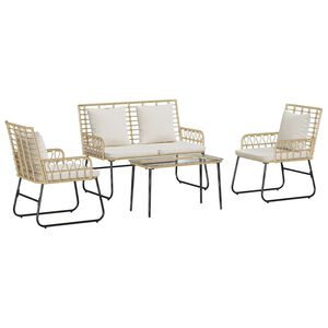 vidaXL Conjunto de M&oacute;veis de Jardim 4 unid. Preto e Anthracite vime PE