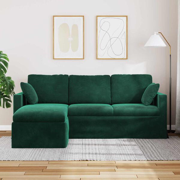 vidaXL Sof&aacute; Verde Escuro 198 x 134 x 80 cm Veludo