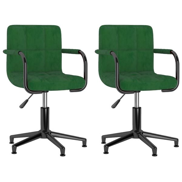 vidaXL Cadeiras de jantar giratorias 2 pcs veludo verde-escuro