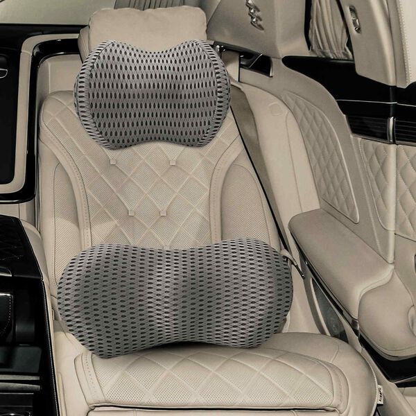 vidaXL Almofada cervical, Almofada lombar Cinzento Espuma de Mem&oacute;ria