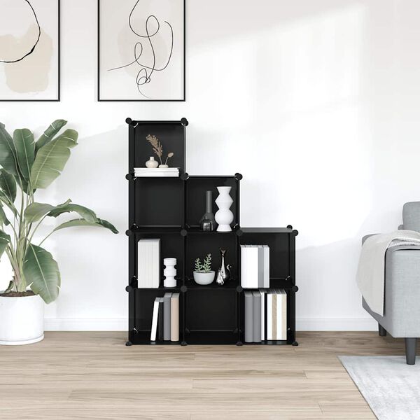 vidaXL Organizador de arruma&ccedil;&atilde;o com 9 cubos PP preto