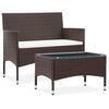vidaXL 2 pcs conjunto lounge jardim c/ almofad&atilde;o vime PE castanho