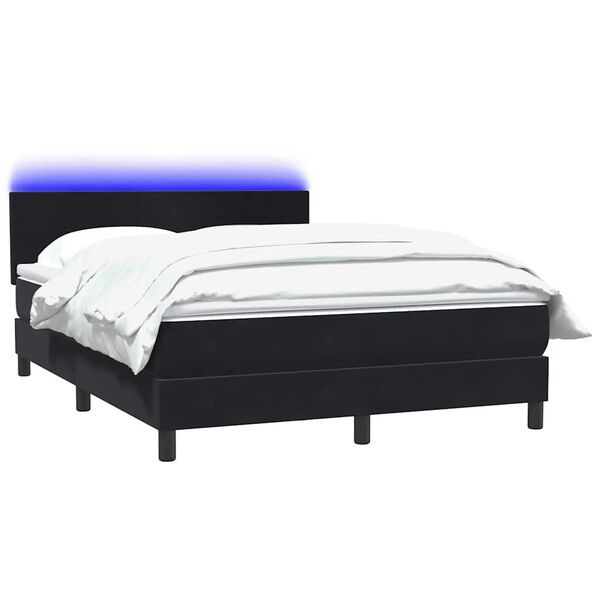 vidaXL Cama box spring c/ colch&atilde;o e LED 140x210 cm veludo preto