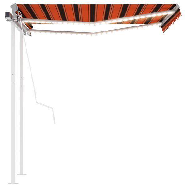 vidaXL Toldo autom&aacute;tico LED e sensor de vento 3x2,5m laranja/castanho