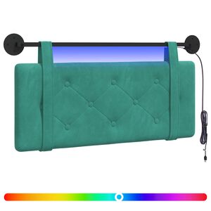 vidaXL Cabeceira suspensa Com luz LED Turquesa Veludo
