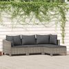 vidaXL 4 pcs conjunto lounge de jardim c/ almofadões vime PE cinzento