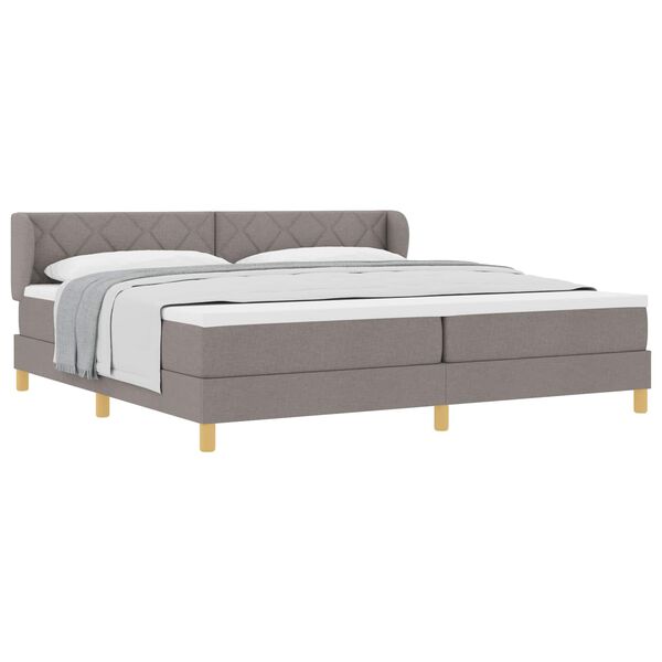 vidaXL Cama Box com colch&atilde;o Cinzento-acastanhado 200 x 200 cm tecido