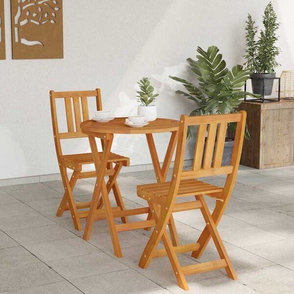 vidaXL Conjunto bistro 3 pcs &Oacute;leo Natural Madeira S&oacute;lida de Ac&aacute;cia