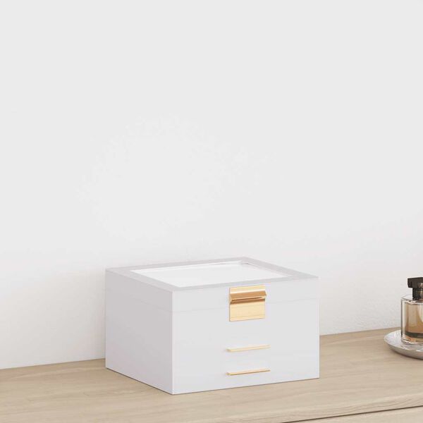 vidaXL Caixa de jóias de 3 camadas branca 23x20,5x14 cm