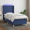 vidaXL Cama box spring c/ colch&atilde;o e LED 90x200 cm tecido azul