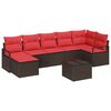 vidaXL Conjunto de Sof&aacute;s 8 unid. Marrom e Vermelho vime PE