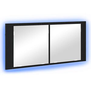 vidaXL Espelho de LED Carvalho Preto 100 x 12 x 45 cm