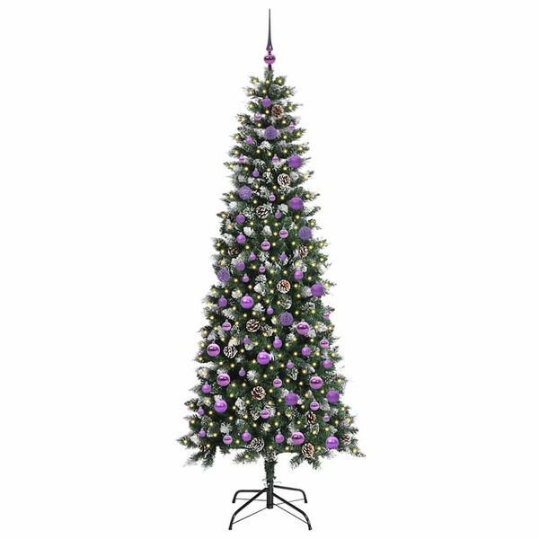 vidaXL &Aacute;rvore de Natal Artificial Verde 210 cm PVC, Pl&aacute;stico e A&ccedil;o