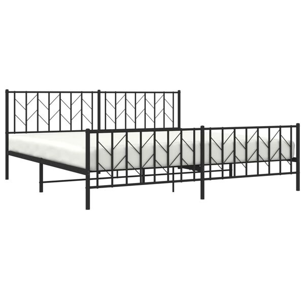 vidaXL Estrutura de cama com cabeceira e p&eacute;s 200x200 cm metal preto