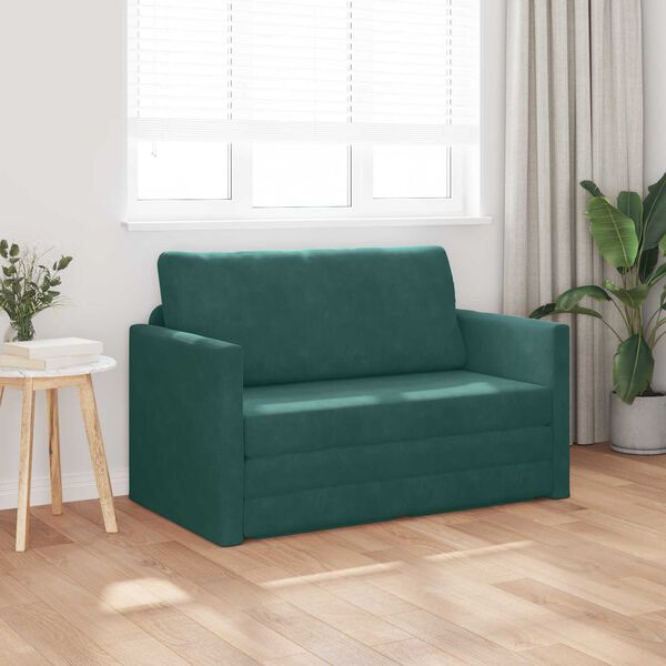 vidaXL Sof&aacute;-Cama 110cm Verde Escuro Veludo