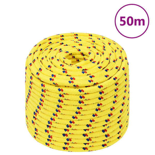 vidaXL Corda de barco 12 mm 50 m polipropileno amarelo