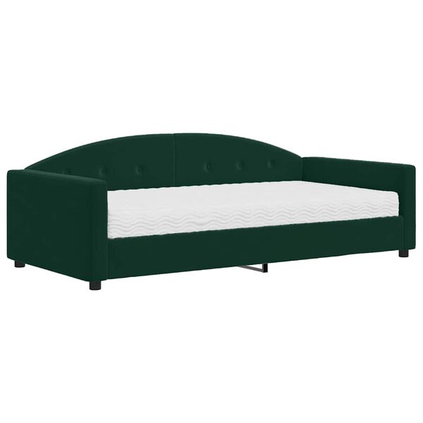vidaXL Sof&aacute;-cama com colch&atilde;o 100x200 cm veludo verde-escuro