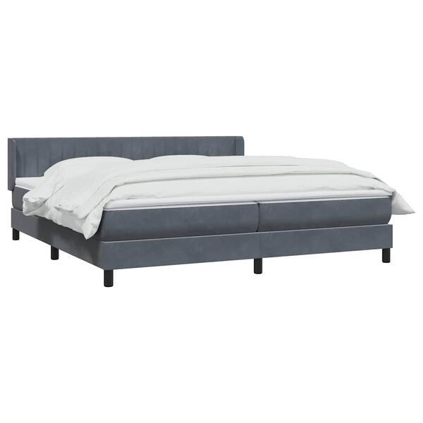 vidaXL Cama com molas/colch&atilde;o 180x210 cm veludo cinzento-escuro