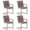 vidaXL Cadeiras de jantar cantilever 4 pcs couro genu&iacute;no castanho