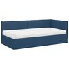 vidaXL Estrutura de Cama de Canto com Colch&atilde;o Manual 2 pcs Azul Veludo